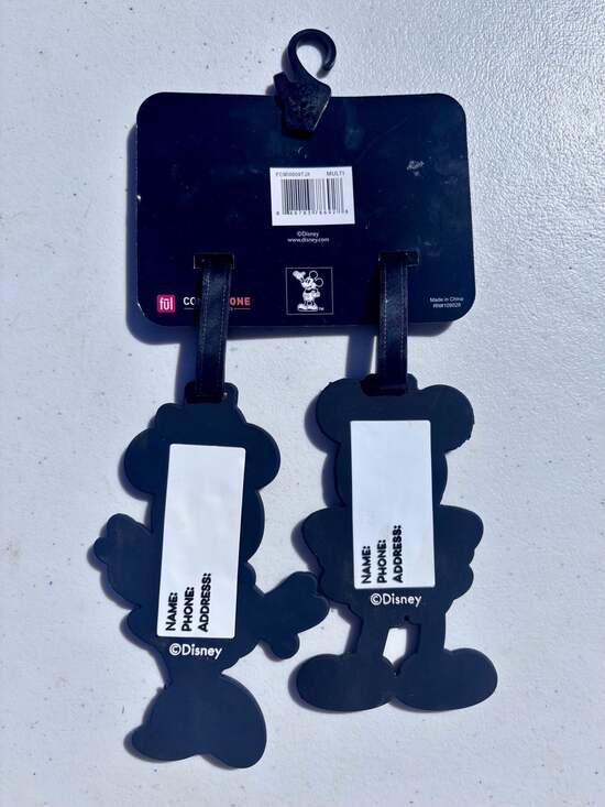Disney Mickey & Minnie Mouse Set of 2 PVC Luggage Bag Tags - Picture 9 of 10